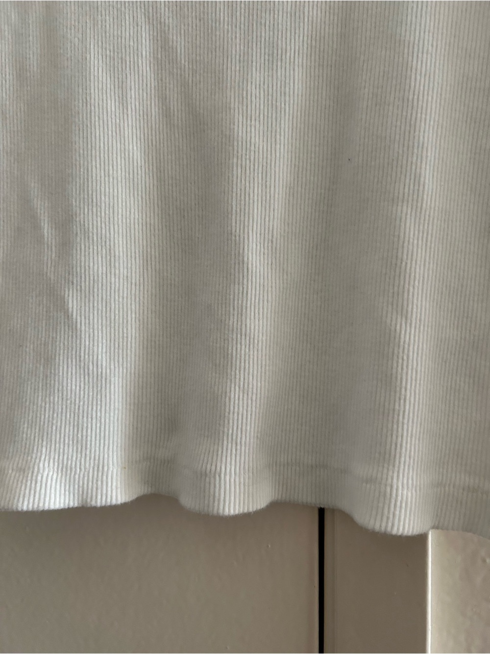 Brandy Melville Ribbed Crewneck Top - White with Pink Trim - Picture 5 of 6